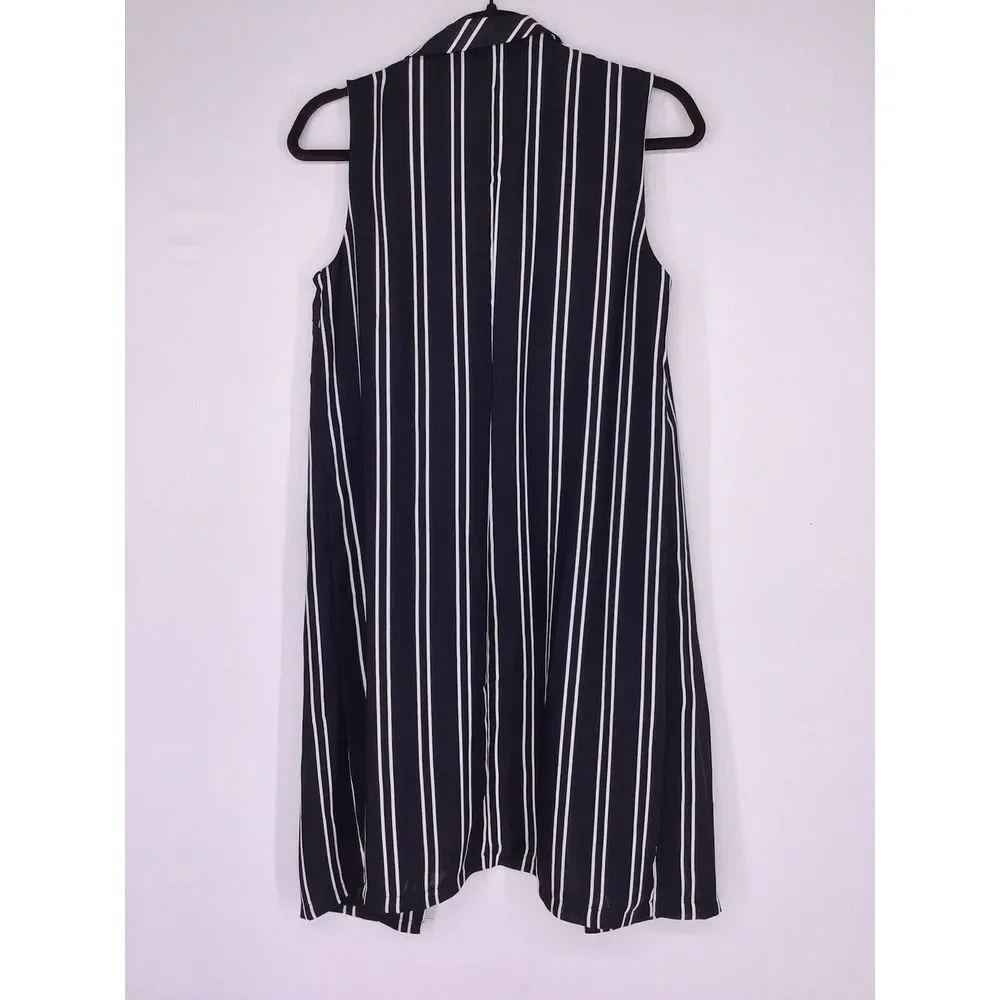 Glamorous Nordstrom Navy Striped Sleeveless Cardigan Women's Size‎ Medium NEW
